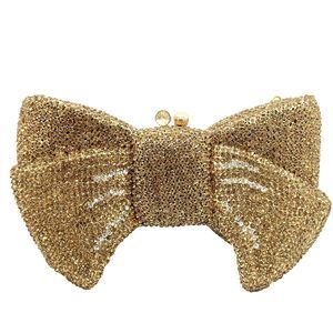 Novelty Bow Crystal Clutch Bag Desner Evening Handbags Bridal Party C :v